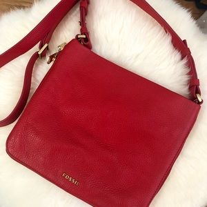 Fossil Red Leather cross-body